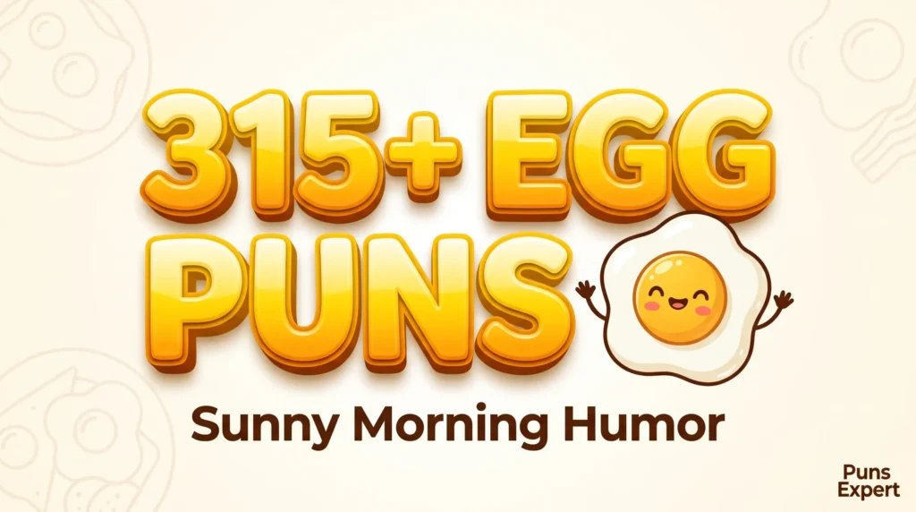 Featured thumbnail graphic for the 315+ egg puns article.